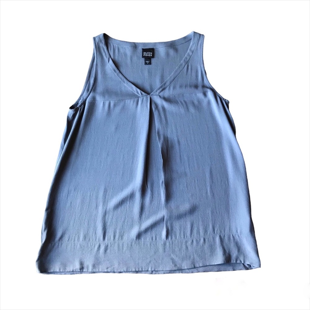 EILEEN FISHER Silk gray taupe tank small